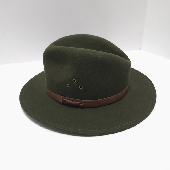 Duluth Trading Co Other - Duluth Trading Wool Felt Crusher Hat Medium Leather Band USA Made Green Fedora